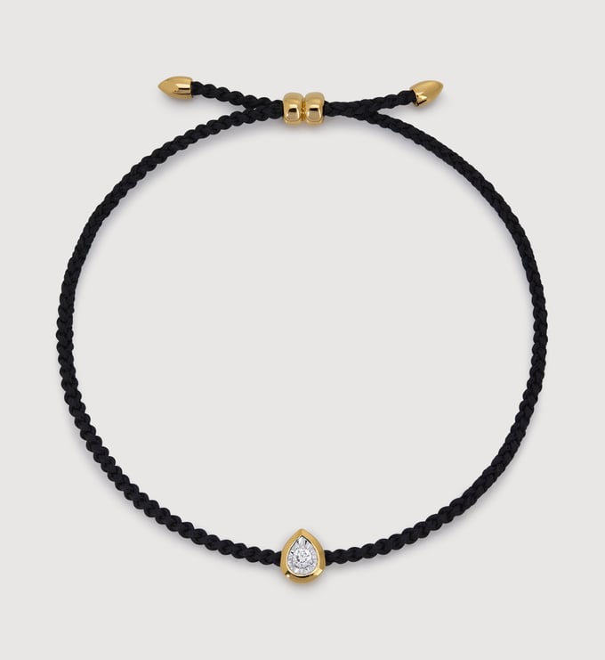 Gold Vermeil Pear Diamond Cord Bracelet - Lab Grown Diamond - Monica Vinader