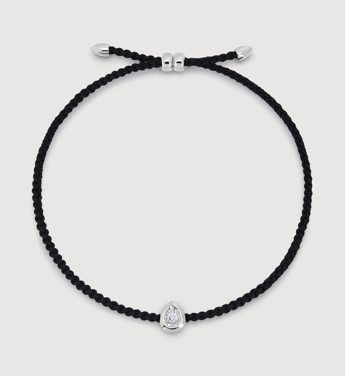 Sterling Silver Pear Diamond Cord Bracelet - Lab Grown Diamond - Monica Vinader