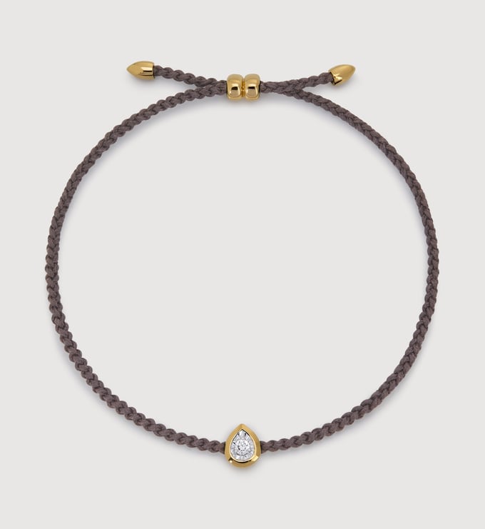 Gold Vermeil Pear Diamond Cord Bracelet - Lab Grown Diamond - Monica Vinader