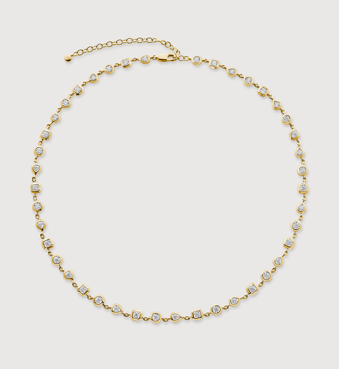 Gold Vermeil Bezel Diamond Chain Necklace - Lab Grown Diamond - Monica Vinader