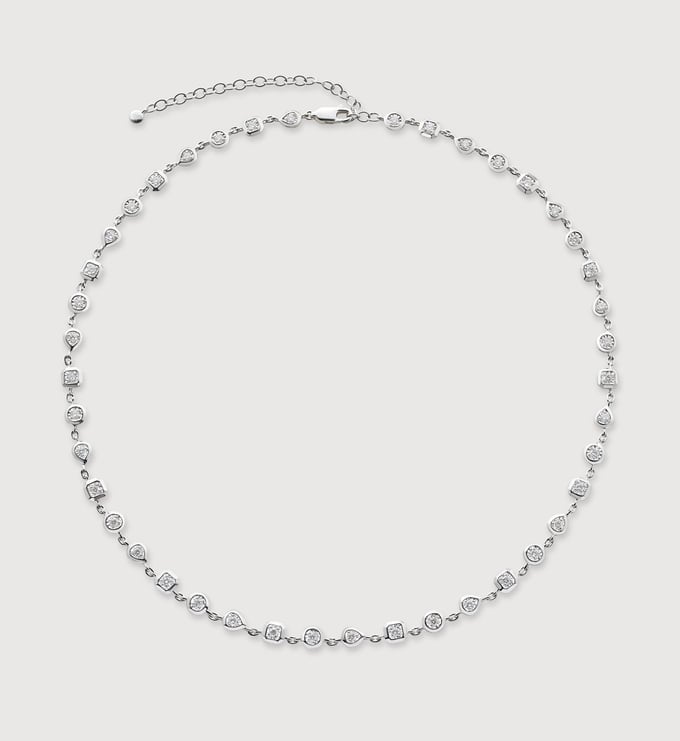 Sterling Silver Bezel Diamond Chain Necklace - Lab Grown Diamond - Monica Vinader
