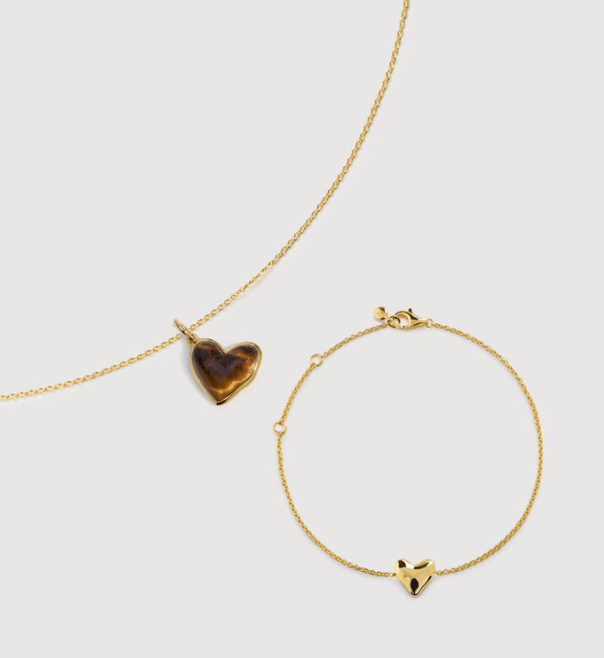 Heart Gemstone Necklace and Bracelet Set - Monica Vinader