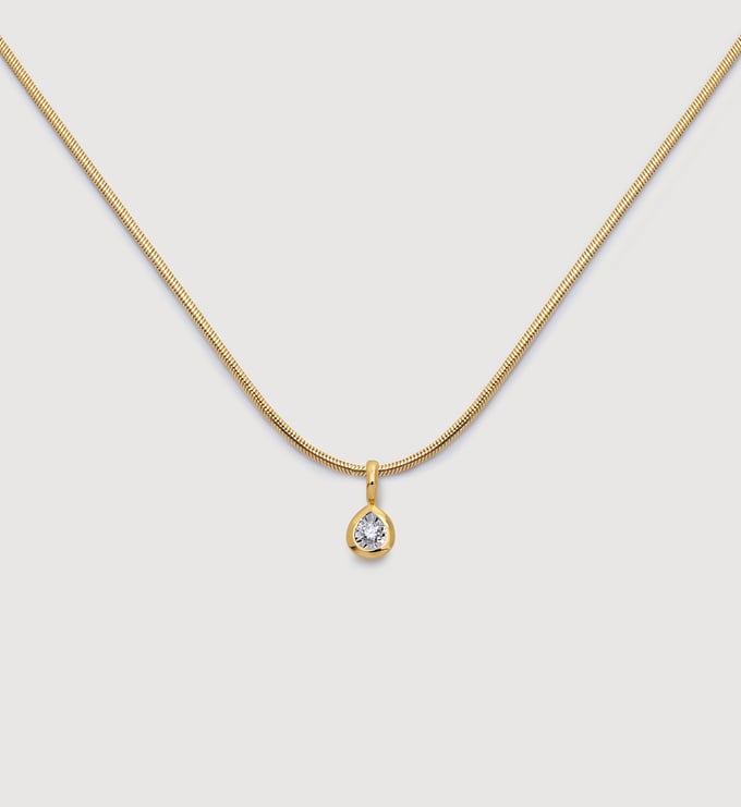 Pear Diamond Snake Chain Necklace  - Monica Vinader