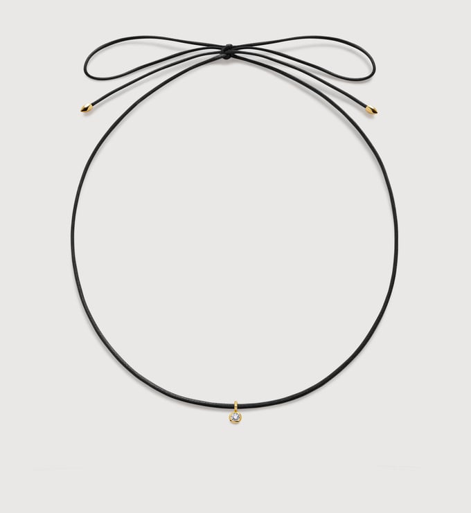 Solitaire Diamond  Black Cord Necklace  - Monica Vinader