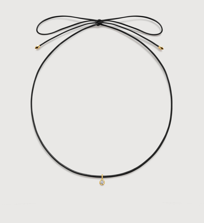 Pear Diamond Black Cord Necklace - Monica Vinader