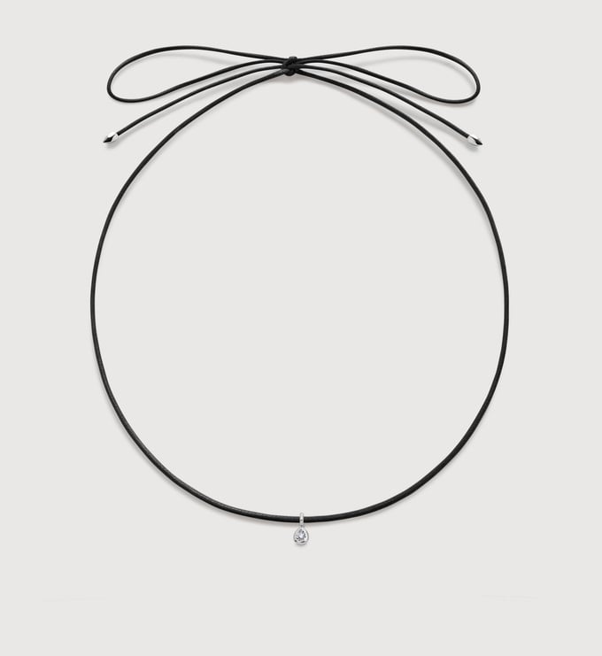 Pear Diamond  Black Cord Necklace - Monica Vinader