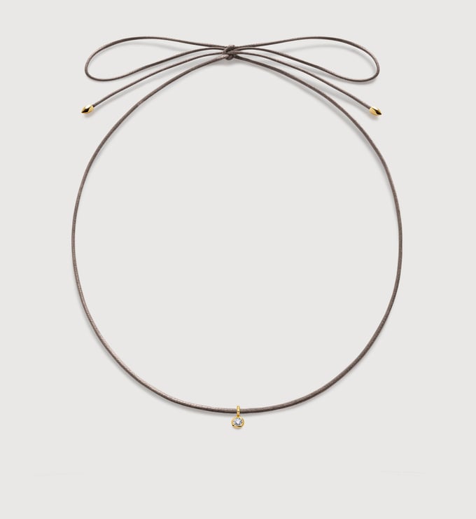 Solitaire Diamond  Mink Cord Necklace - Monica Vinader