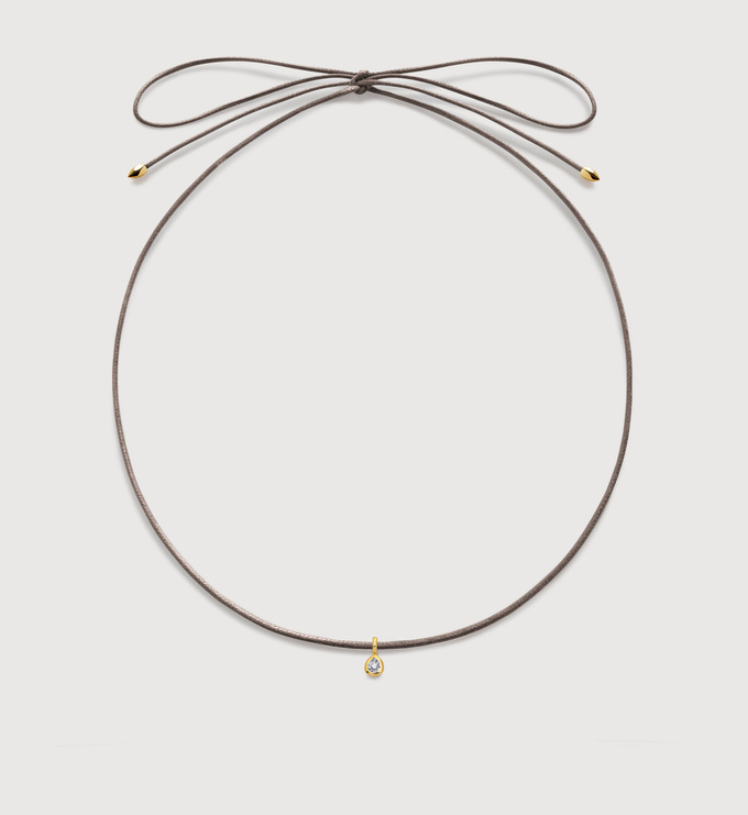 Pear Diamond Mink Cord Necklace - Monica Vinader