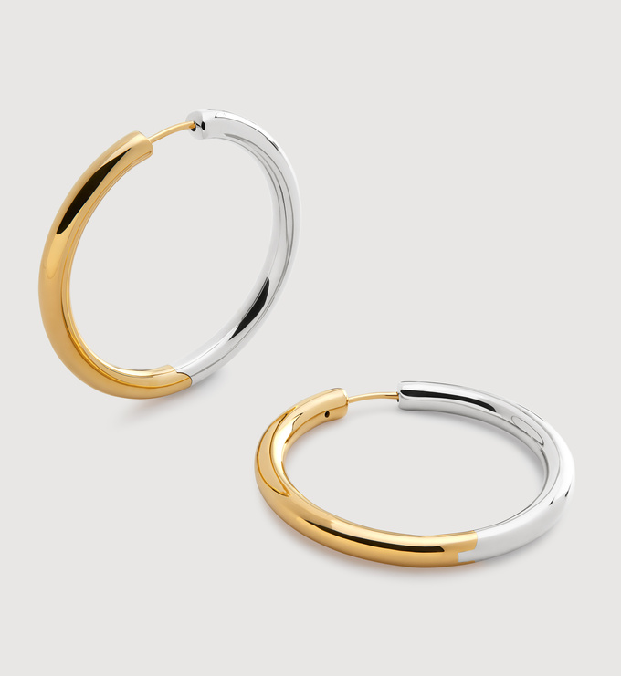 Gold Vermeil Mixed Metal Click Large Hoop Earrings - Monica Vinader
