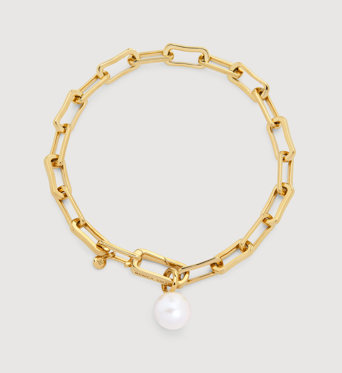 Alta Round Pearl Mini Chain Bracelet - Monica Vinader
