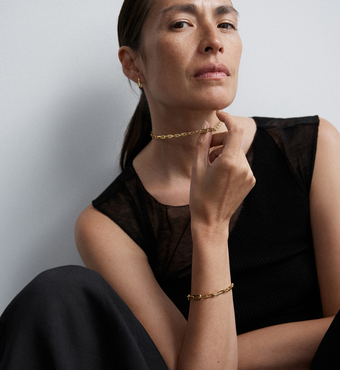 Alta Mini Chain Necklace and Bracelet Set - Monica Vinader