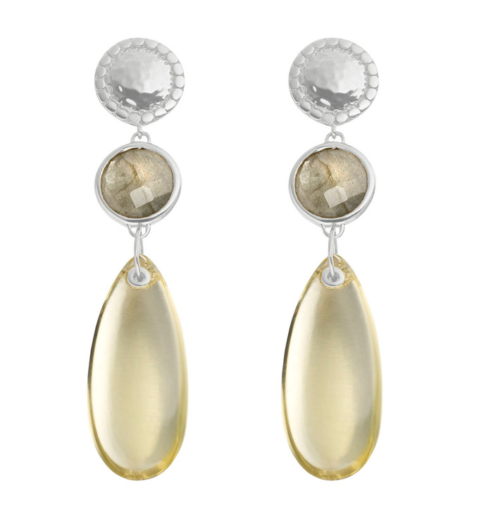 Sterling Silver Mini Luna Almond Drops - Labradorite - Monica Vinader