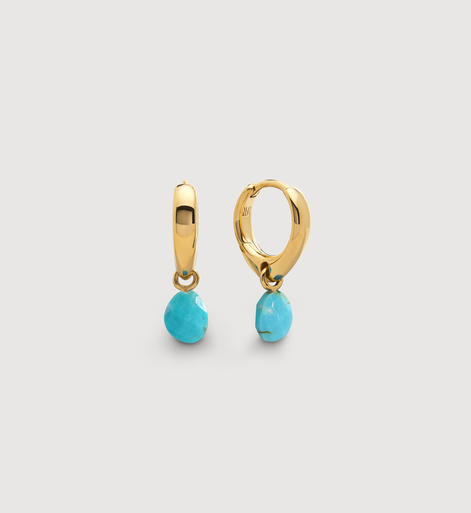 Gold Vermeil Nura Gemstone Huggie Earrings - Turquoise - Monica Vinader