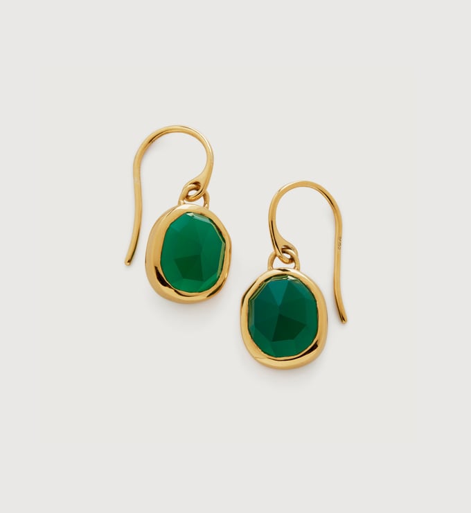 Gold Vermeil Siren Gemstone Wire Earrings - Green Onyx - Monica Vinader