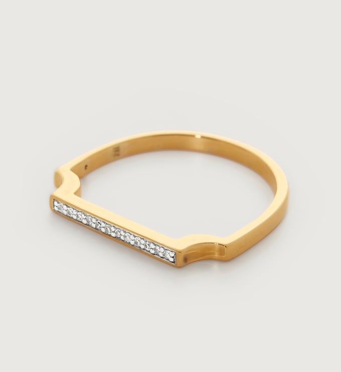 Gold Vermeil Signature Diamond Slim Ring - Diamond - Monica Vinader