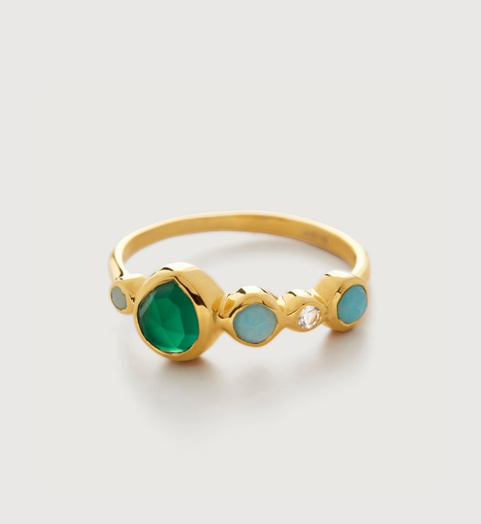 Gold Vermeil Siren Bezel Multi Gemstone Ring - Green Onyx - Monica Vinader