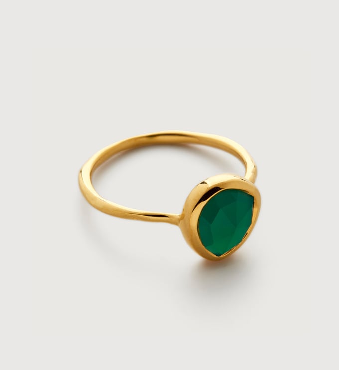 Gold Vermeil Siren Gemstone Ring - Green Onyx - Monica Vinader