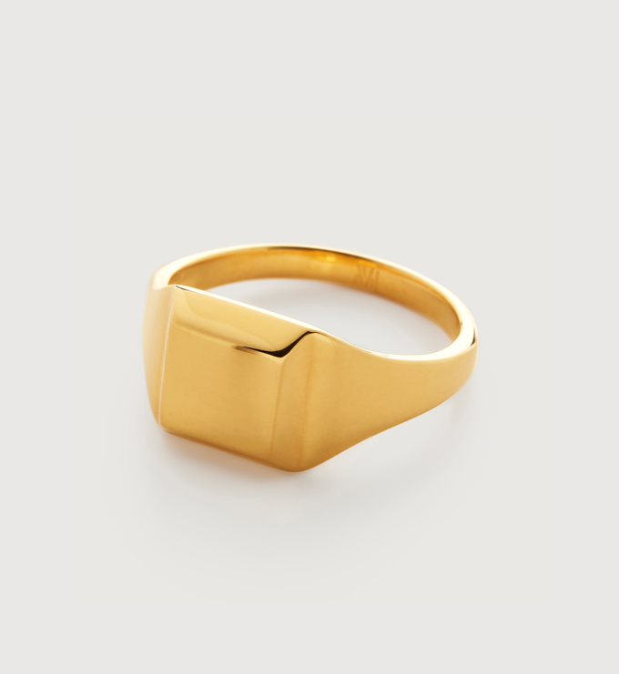 Gold Vermeil Signature Signet Ring - Monica Vinader