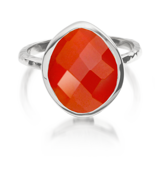 Sterling Silver Nugget Ring - Small - Carnelian - Monica Vinader