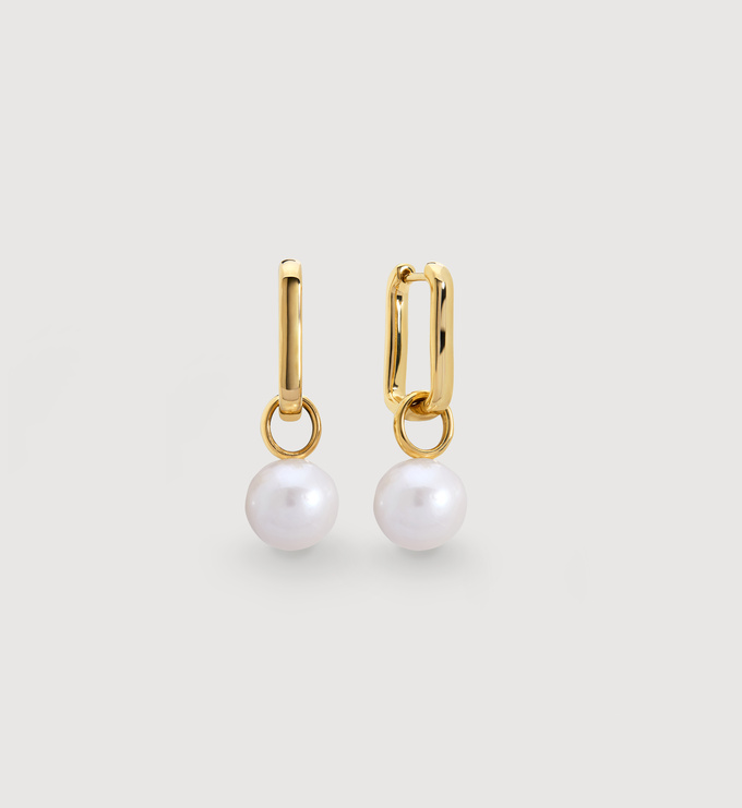 Alta Round Pearl Mini Huggie Earrings | Jewellery Sets | Monica Vinader