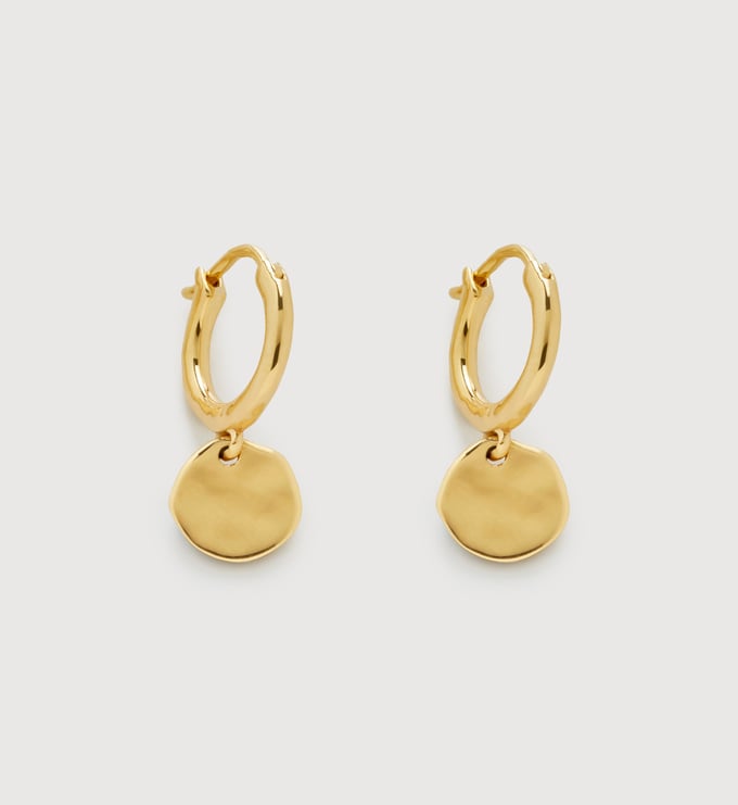 Gold Vermeil Siren Muse Disc Mini Huggie Earrings - Monica Vinader
