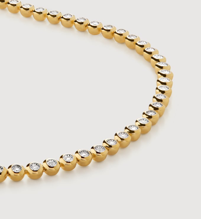 Gold Vermeil Round Diamond Tennis Necklace - Lab Grown Diamond - Monica Vinader