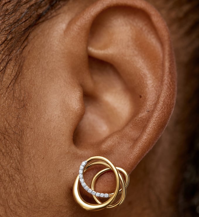 Gold Vermeil Nura Wrap Pavé Diamond Stud Earrings - Lab Grown Diamond - Monica Vinader