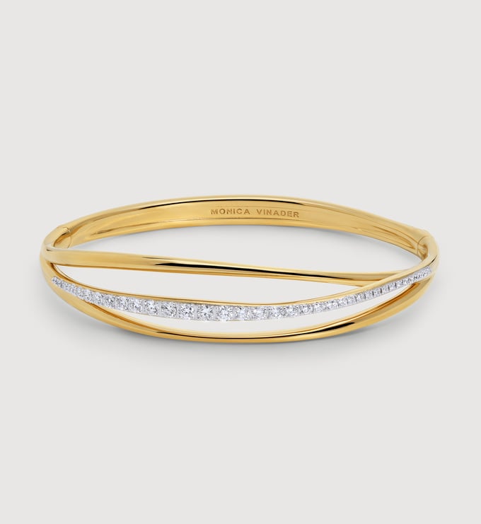 Nura Wrap Pavé Diamond Bangle in 18k Gold Vermeil on Sterling