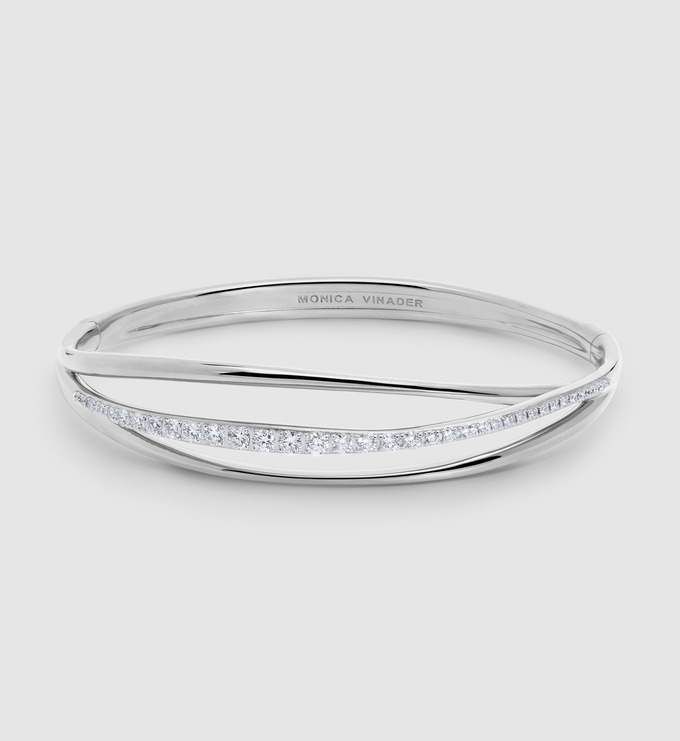Sterling Silver Nura Wrap Pavé Diamond Bangle - Lab Grown Diamond - Monica Vinader