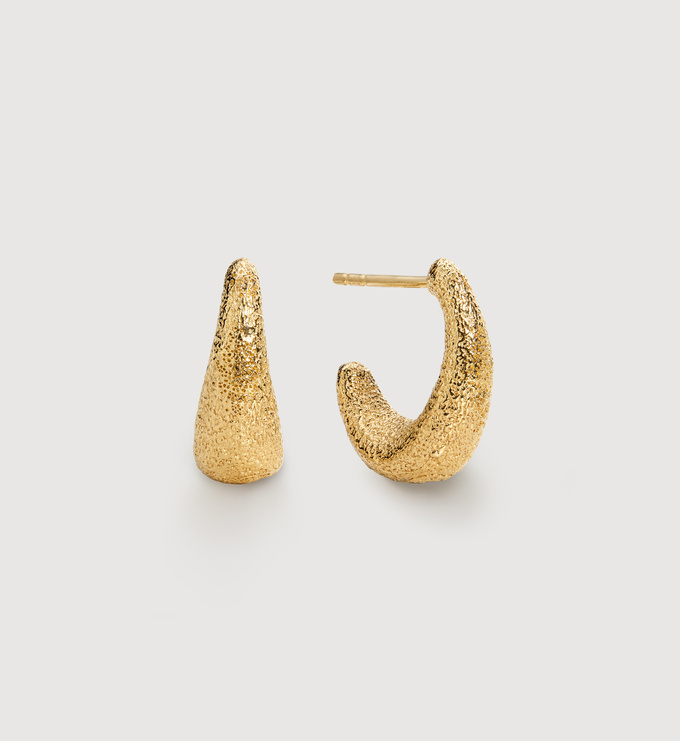 Gold Vermeil Antica Textured Small Hoop Earrings - Monica Vinader