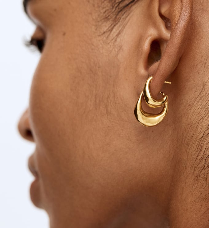 Antica Medium Hoop Earrings in 18k Gold Vermeil on Sterling Silver