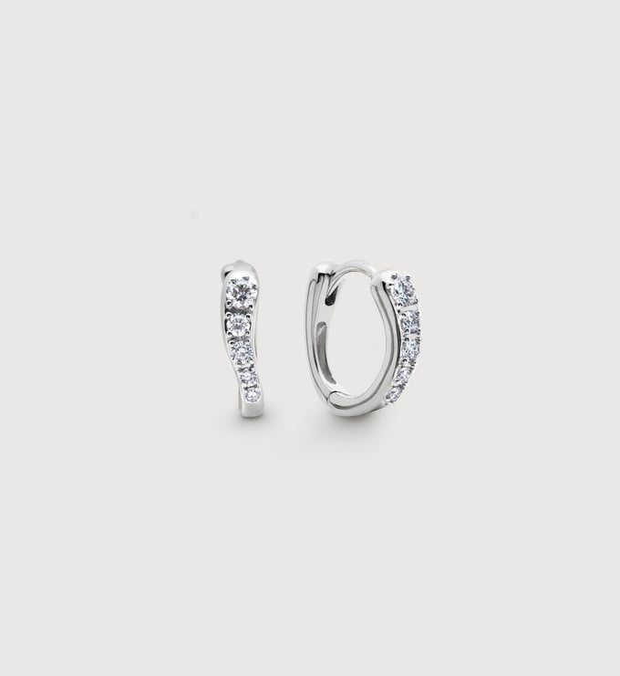 Sterling Silver Riva Pavé Diamond Huggie Earrings - Lab Grown Diamond - Monica Vinader