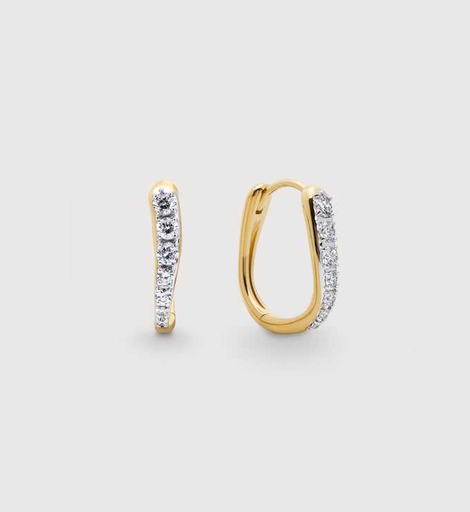 Gold Vermeil Riva Pavé Diamond Small Hoop Earrings - Lab Grown Diamond - Monica Vinader