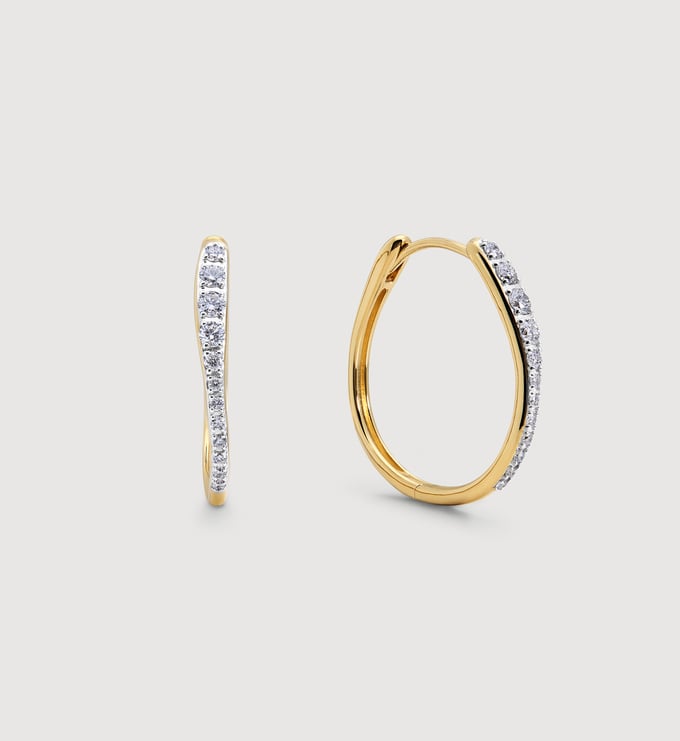 Gold Vermeil Riva Pavé Diamond Medium Hoop Earrings - Lab Grown Diamond - Monica Vinader