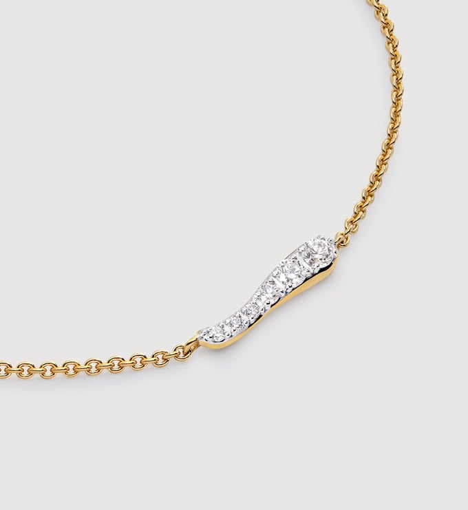 Gold Vermeil Riva Pavé Diamond Chain Bracelet - Lab Grown Diamond - Monica Vinader