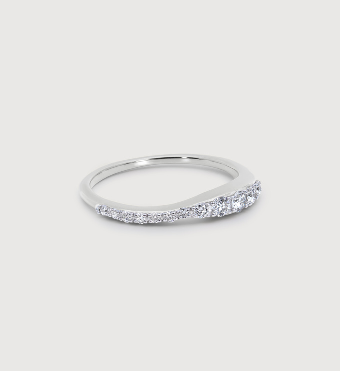 Sterling Silver Riva Pavé Diamond Stacking Ring - Lab Grown Diamond - Monica Vinader