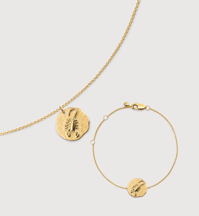 Scorpio Zodiac Chain Necklace and Bracelet Set - Monica Vinader