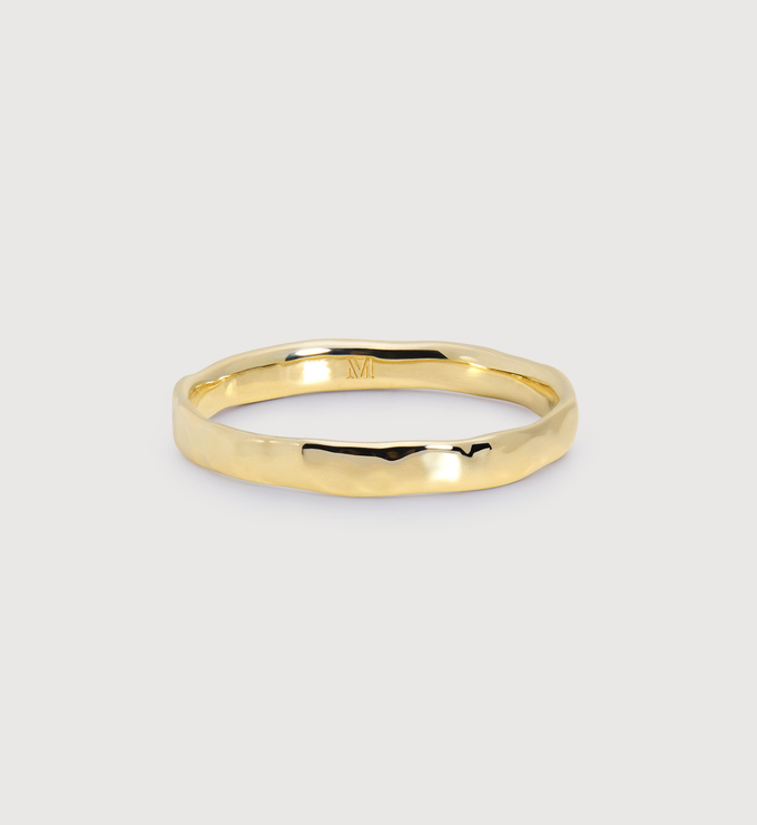 Gold Hammered Slim Band - Monica Vinader