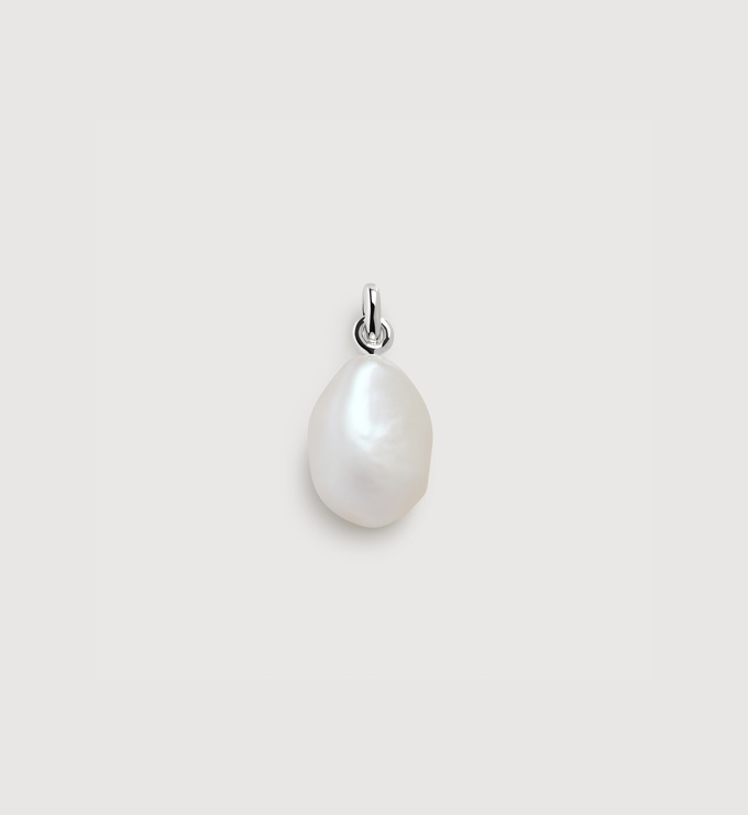 Sterling Silver Baroque Pearl Pendant - Pearl - Monica Vinader