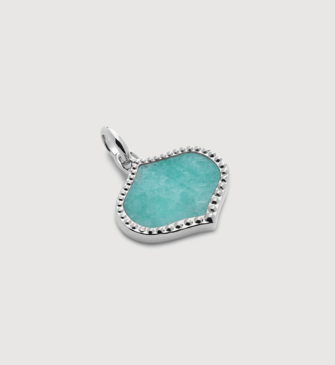 Sterling Silver Lotus Gemstone Pendant - Amazonite - Monica Vinader