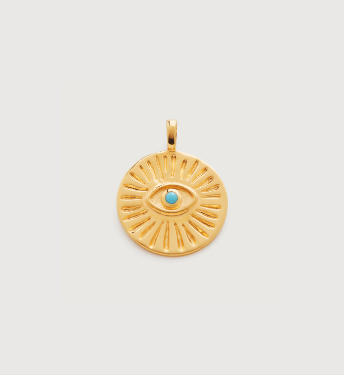Gold Vermeil Talisman Evil Eye Pendant - Turquoise - Monica Vinader