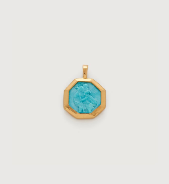 Gold Vermeil St Christopher Gemstone Pendant - Turquoise - Monica Vinader