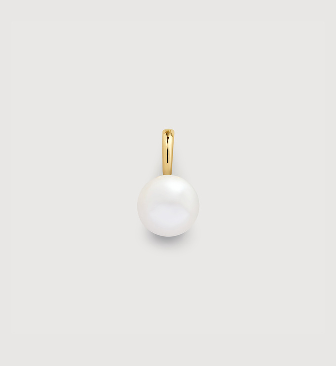 Gold Vermeil Round Pearl Pendant - Pearl - Monica Vinader