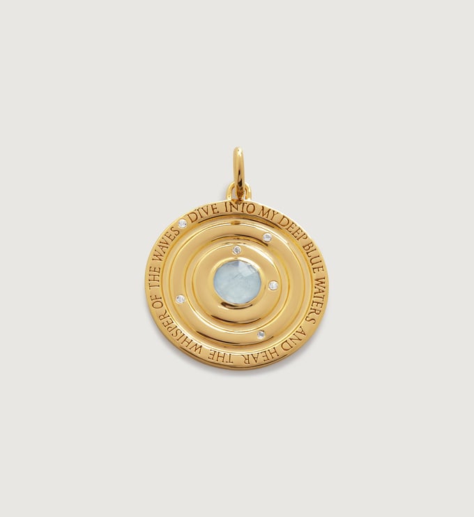 Gold Vermeil Ocean Gemstone Pendant - Aquamarine - Monica Vinader