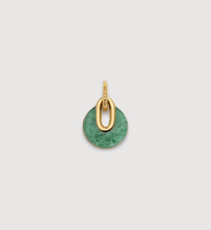 Gold Vermeil Kate Young Gemstone Pendant - Green Aventurine - Monica Vinader