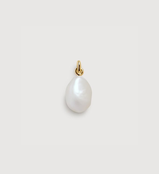 Gold Vermeil Baroque Pearl Pendant - Pearl - Monica Vinader