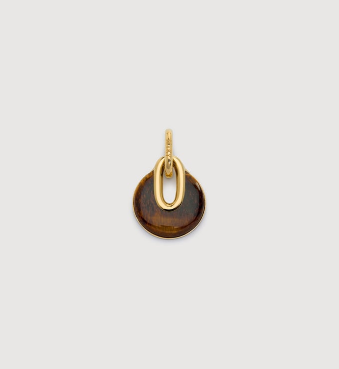 Gold Vermeil Kate Young Gemstone Pendant - Tigers Eye - Monica Vinader