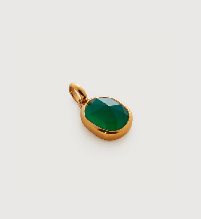 Gold Vermeil Siren Bezel Gemstone Pendant - Green Onyx - Monica Vinader