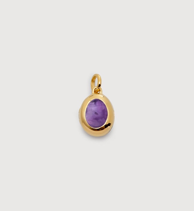 Gold Vermeil February Birthstone Locket - Amethyst - Monica Vinader