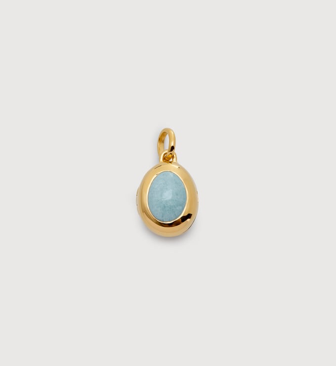 Gold Vermeil March Birthstone Locket - Aquamarine - Monica Vinader